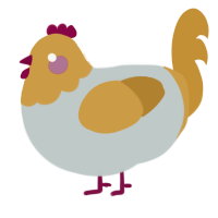 A silver and gold chicken with a head pattern
