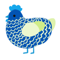 A ultramarine and apple chicken with a lace pattern