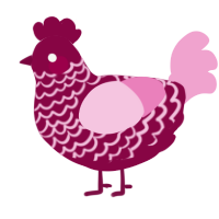 A maroon and pink chicken with a lace pattern
