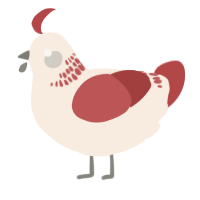 A cream and red chicken with a neck-band pattern