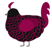A black and maroon chicken with a lace pattern