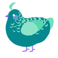 A teal and mint chicken with a half-lace pattern