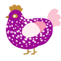 (unnamed), a plum and rose chicken with a speckle pattern