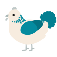 A cream and sea chicken with a neck-speckle pattern
