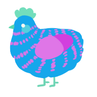 A sky and orchid chicken with a bar pattern