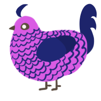 A orchid and navy chicken with a lace pattern