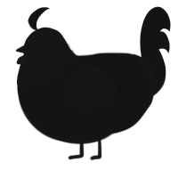 A black chicken with a head pattern