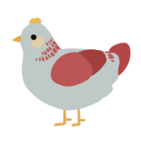 A silver and red chicken with a neck-band pattern