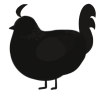 A black and sable chicken with a neck-speckle pattern