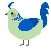 A gluppy and ultramarine chicken with a neck-speckle pattern