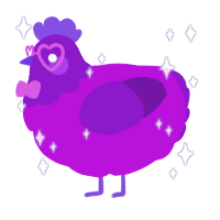 A amethyst and violet chicken with a head pattern