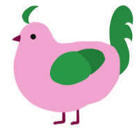 A pink and viridian chicken