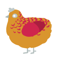 A orange and crimson chicken with a half-lace pattern