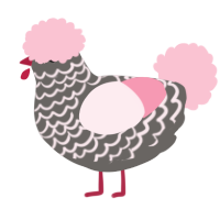 A grey and rose chicken with a lace pattern