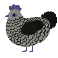 A ash and black chicken with a lace pattern