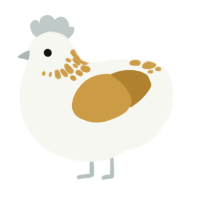 A white and gold chicken with a neck-speckle pattern