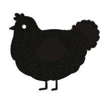A black and sable chicken with a double-lace pattern