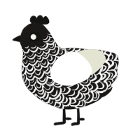 A sable and white chicken with a double-lace pattern