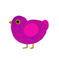 Barbie, a plum and fuchsia chicken with a double-lace pattern