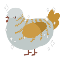 A silver and gold chicken with a half-bar pattern