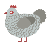 A silver and ash chicken with a lace pattern