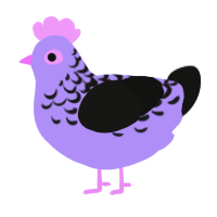 A lilac and black chicken with a half-lace pattern
