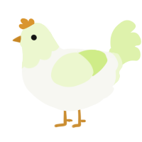 A white and apple chicken with a head pattern