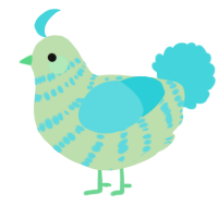 A gluppy and aqua chicken with a bar pattern