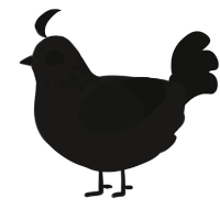 A sable and black chicken with a neck-speckle pattern