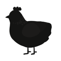 A black and sable chicken with a neck-speckle pattern