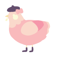 A pink chicken with a head pattern