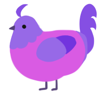 A orchid and blurple chicken with a head pattern