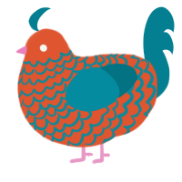 A vermilion and sea chicken with a lace pattern