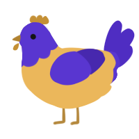 A honey and indigo chicken with a head pattern