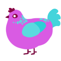 A orchid and aqua chicken with a neck-speckle pattern
