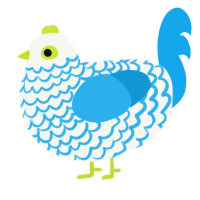 A white and sky chicken with a lace pattern