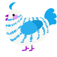A white and sky chicken with a bar pattern