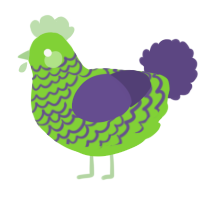 A grass and overcast chicken with a lace pattern
