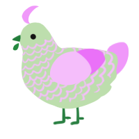 A gluppy and lavender chicken with a lace pattern