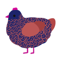 A navy and red chicken with a double-lace pattern