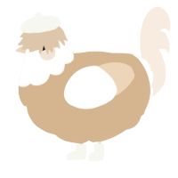 A beige and cream chicken with a head pattern