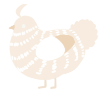 A cream chicken with a bar pattern