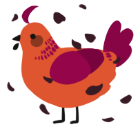 A vermilion and maroon chicken with a neck-band pattern