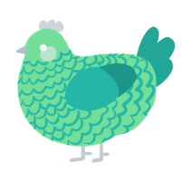 A spring and turquoise chicken with a lace pattern