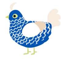 A ultramarine and cream chicken with a lace pattern