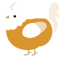 A orange and cream chicken with a head pattern