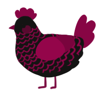 A black and maroon chicken with a lace pattern