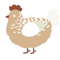 A beige and white chicken with a half-lace pattern
