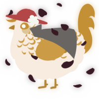 A cream and gold chicken with a half-lace pattern