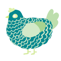 A teal and gluppy chicken with a lace pattern